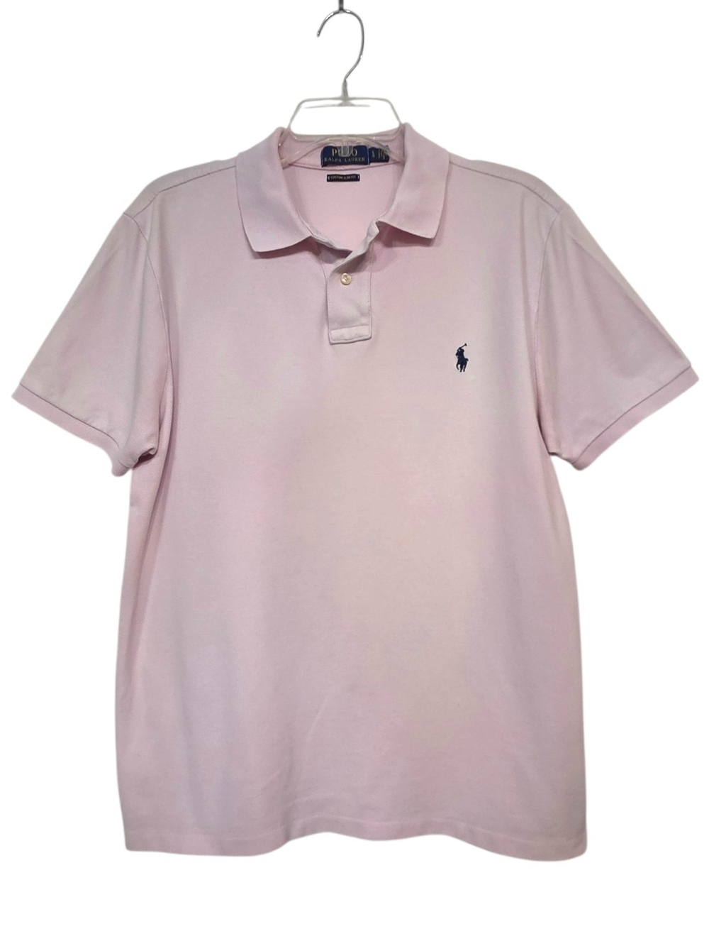 Polo Ralph Lauren Custom Slim Fit Pink Polo Shirt Navy Pony Men’s Large